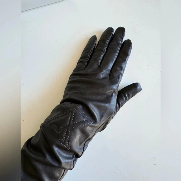 New Fashion LV Long Gloves leather 100% dark brown 7.5 - Picture 8 of 8